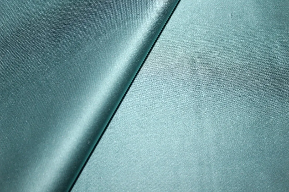 100% SILK DUCHESS SATIN FABRIC SEA GREEN X NAVY 40 MOMME 54" WIDE [11116]