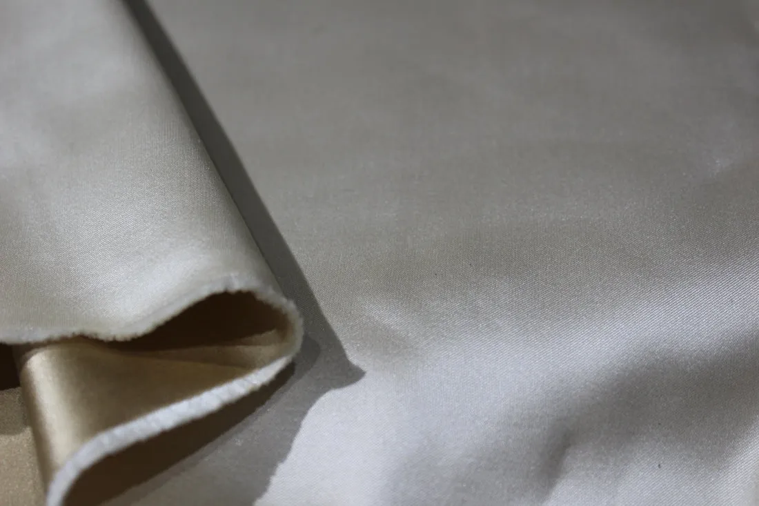 100% SILK DUTCHESS SATIN FABRIC REVERSABLE Gold AND WHITE GOLD COLOR 66 MOMME 54" wide