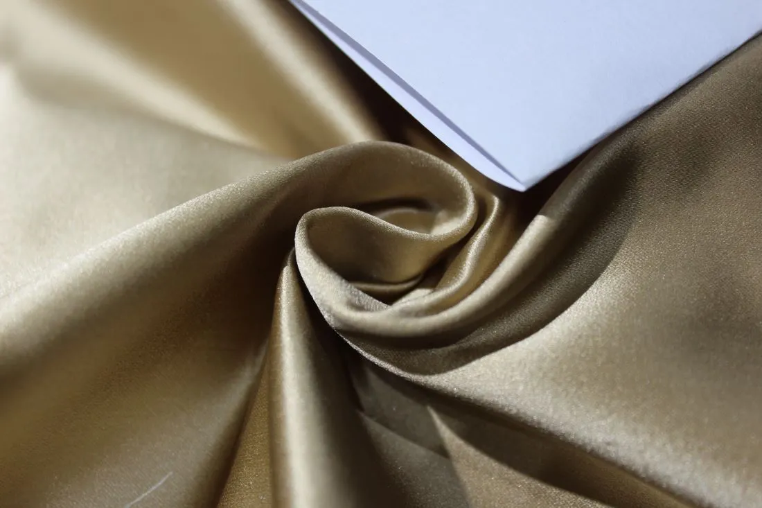 100% SILK DUTCHESS SATIN FABRIC REVERSABLE Gold AND WHITE GOLD COLOR 66 MOMME 54" wide