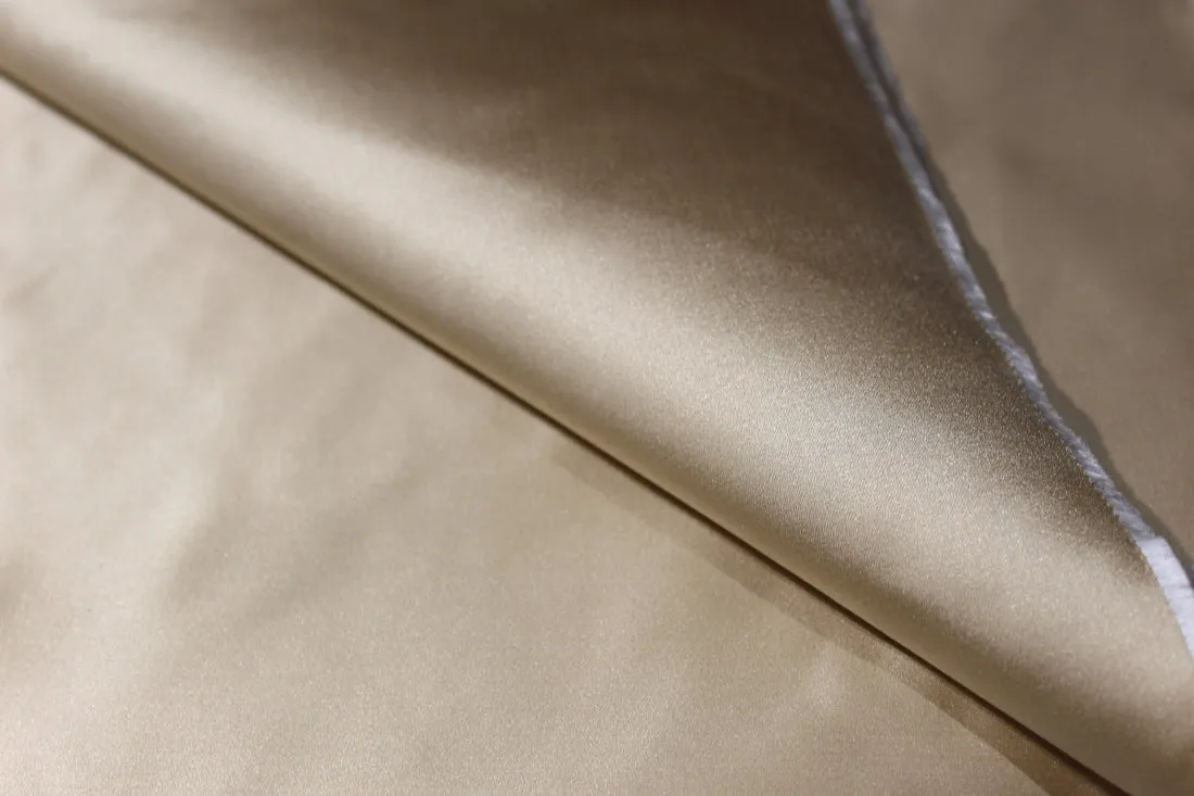 100% SILK DUTCHESS SATIN FABRIC REVERSABLE Gold AND WHITE GOLD COLOR 66 MOMME 54" wide