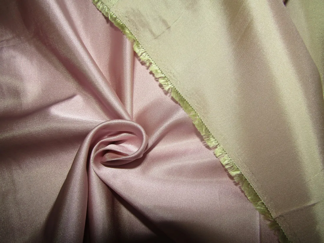 100% SILK DUTCHESS SATIN  PASTEL PINK X  GREEN  54" wide [12587]