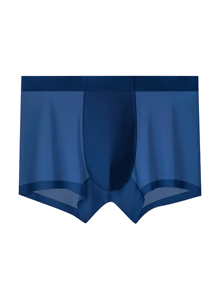 3-pack Men's Ice Silk Sexy 3D Stamped Pouch Boxer Briefs