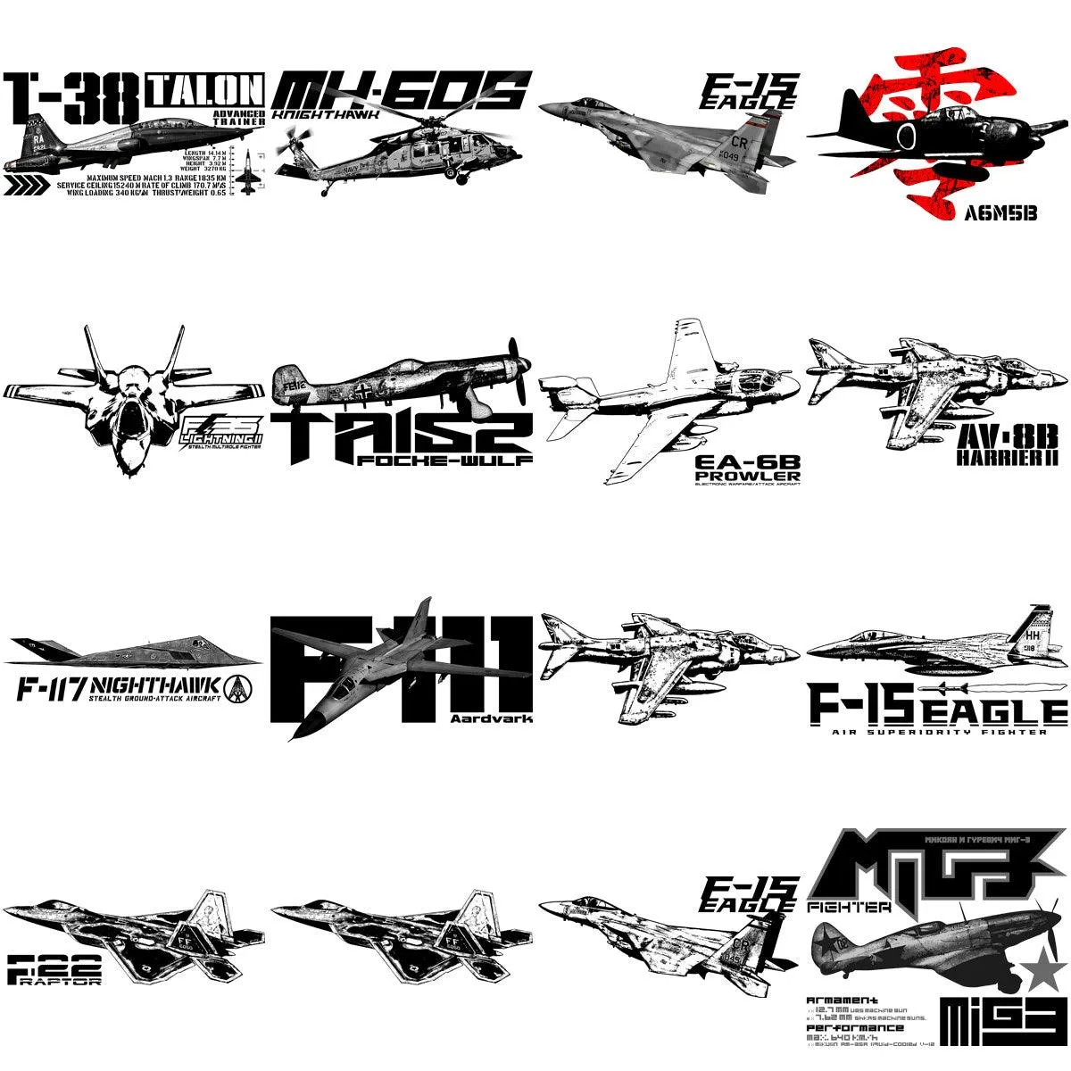 80 Aircrafts Military Airplane Designs Bundle PNG