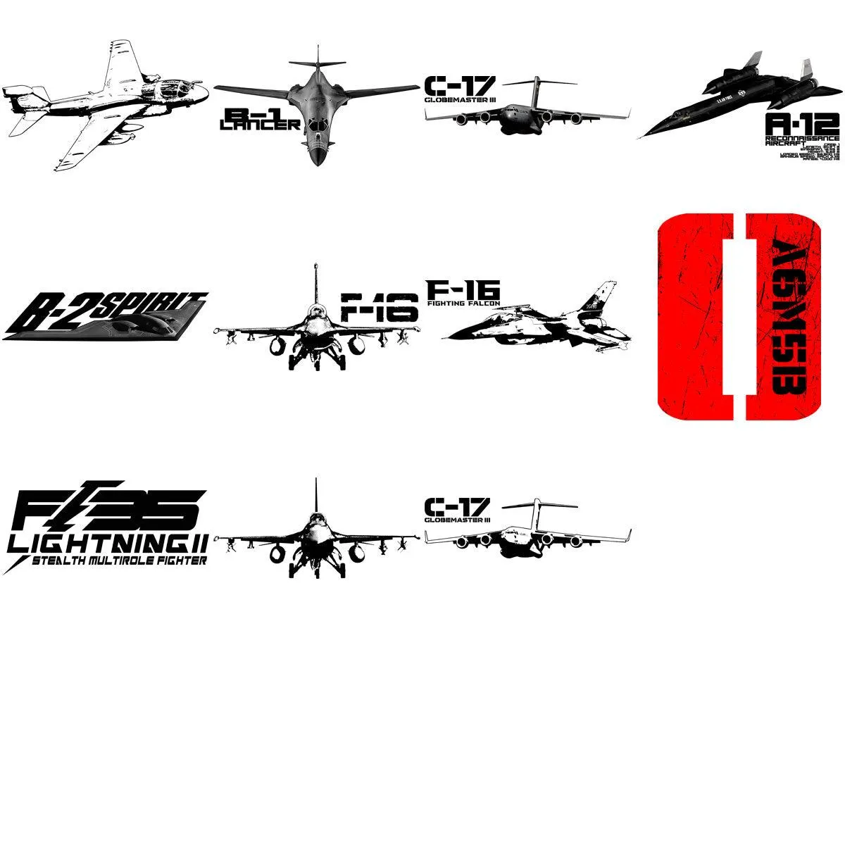 80 Aircrafts Military Airplane Designs Bundle PNG