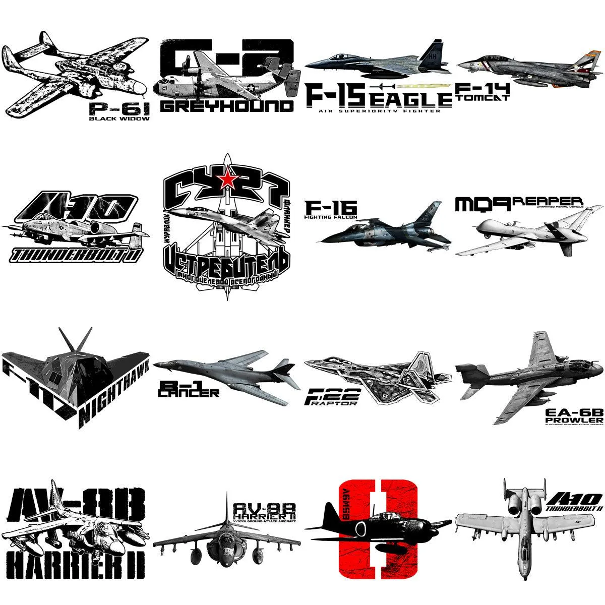 80 Aircrafts Military Airplane Designs Bundle PNG