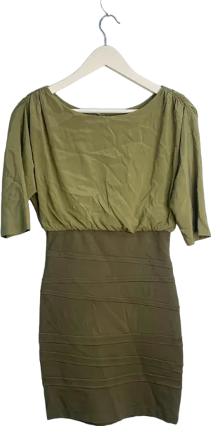 Alice   Olivia Olive Green Draped Bodice Dress UK Size 8