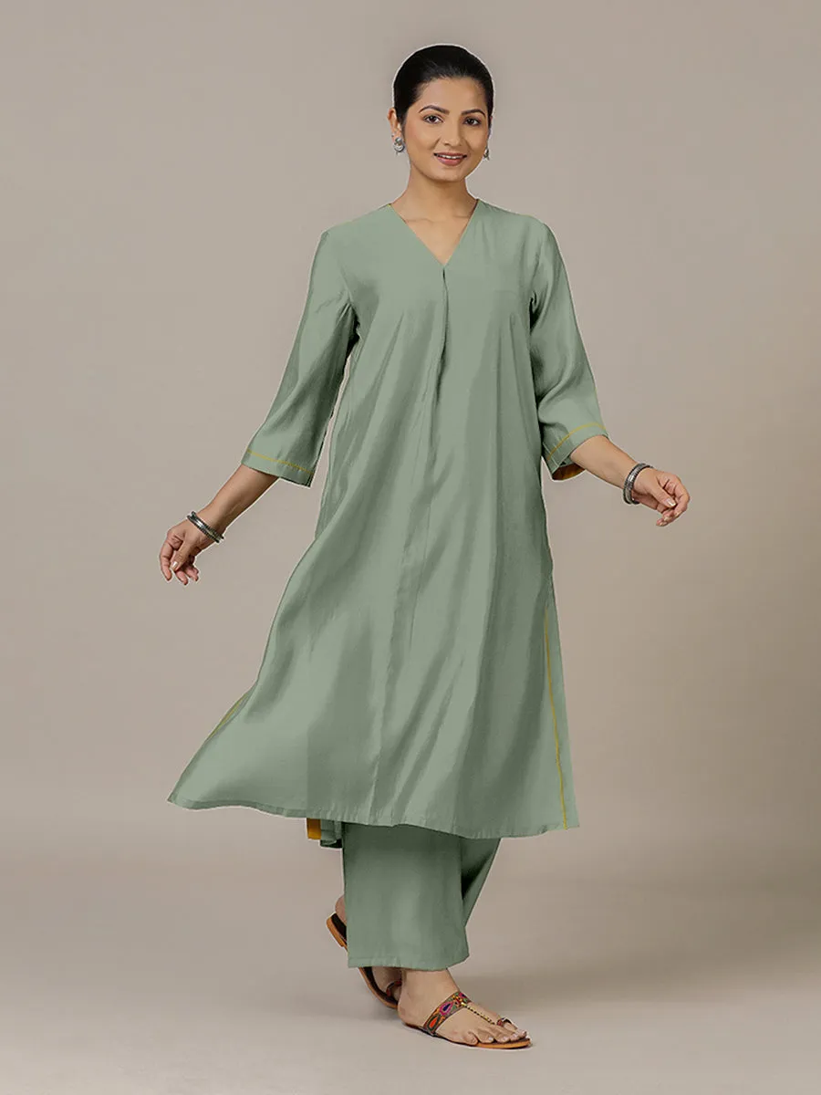 Alisha x Rozaana | A Line Kurta in Mint Green with Thread Work | Coords or Only Kurta