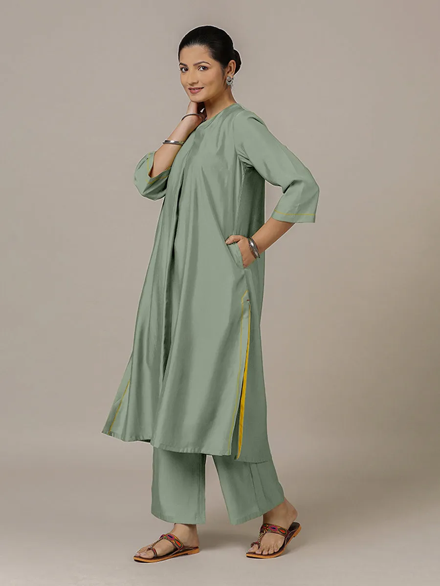 Alisha x Rozaana | A Line Kurta in Mint Green with Thread Work | Coords or Only Kurta
