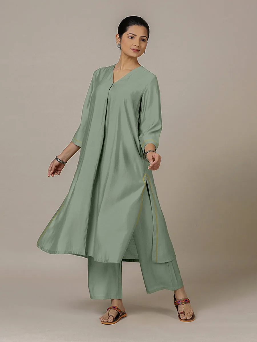 Alisha x Rozaana | A Line Kurta in Mint Green with Thread Work | Coords or Only Kurta