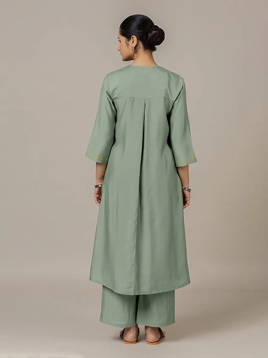 Alisha x Rozaana | A Line Kurta in Mint Green with Thread Work | Coords or Only Kurta