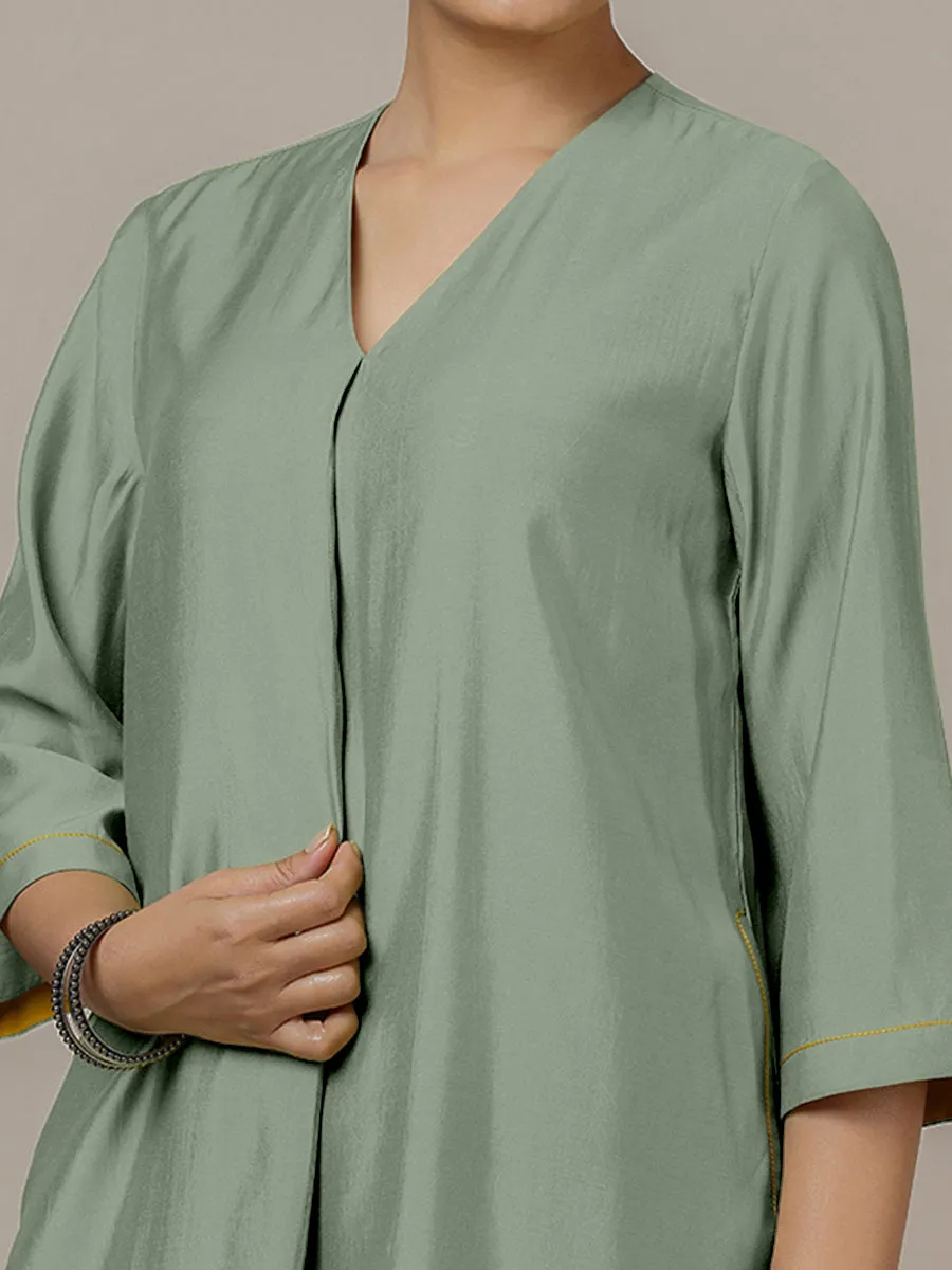 Alisha x Rozaana | A Line Kurta in Mint Green with Thread Work | Coords or Only Kurta