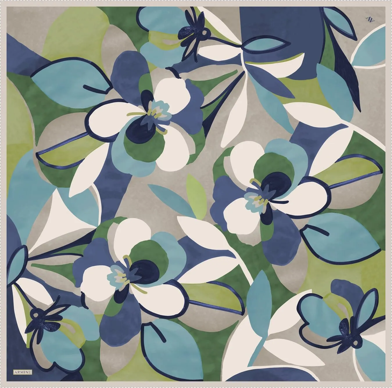 Armine Azure Floral Silk Scarf #2