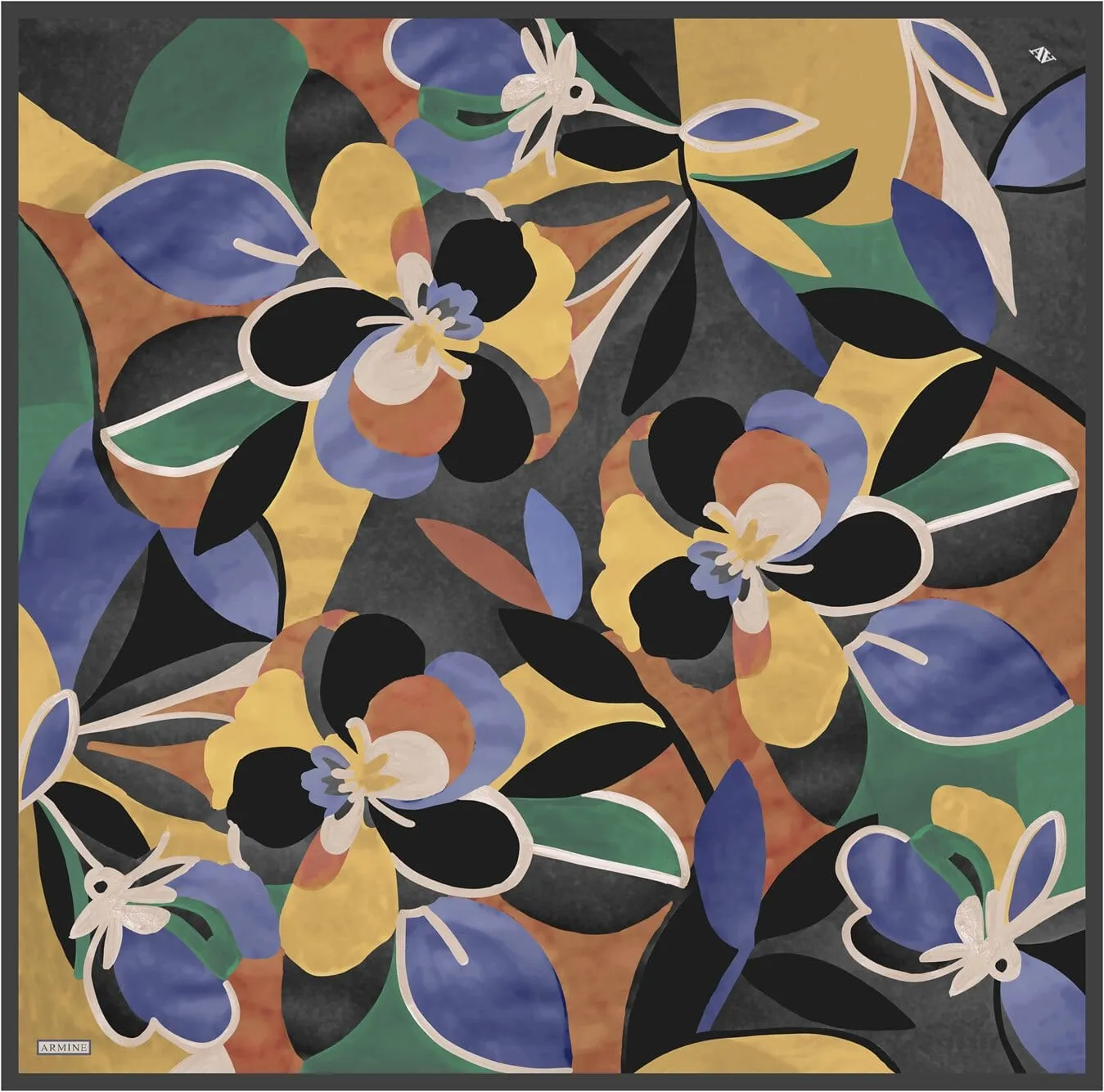 Armine Azure Floral Silk Scarf #84