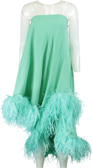 Art Dealer Green Feather Trim Dress UK XS
