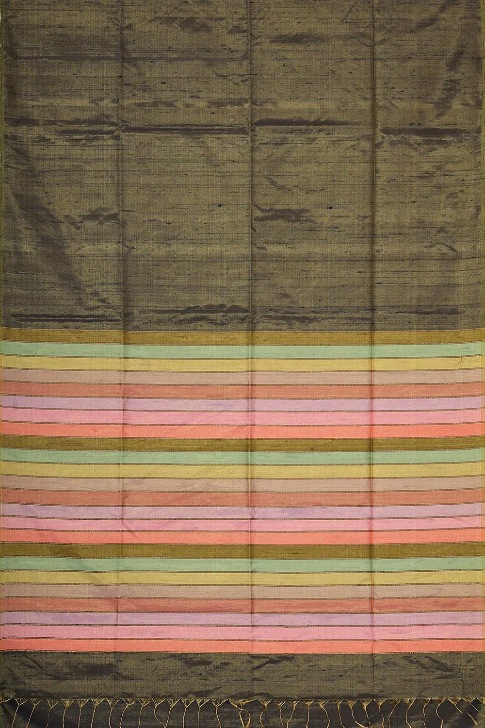 Bailu Jute Silk Dark Olive Green Saree