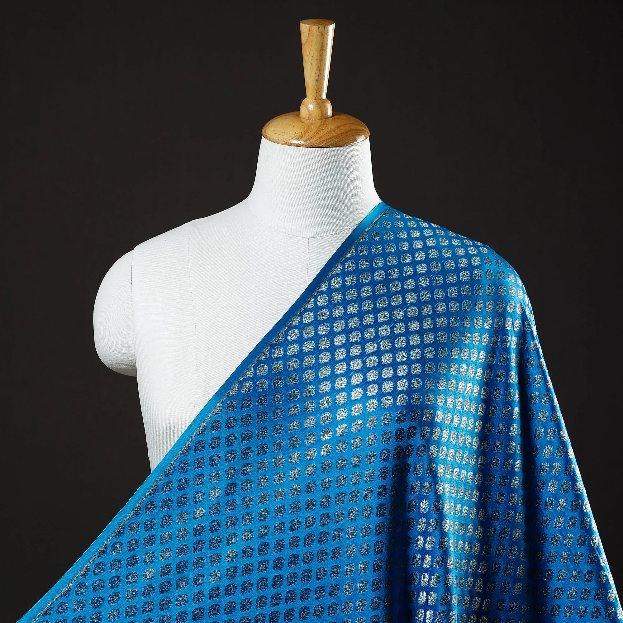 Blue - Banarasi Jacquard Brocade Viscose Silk Fabric