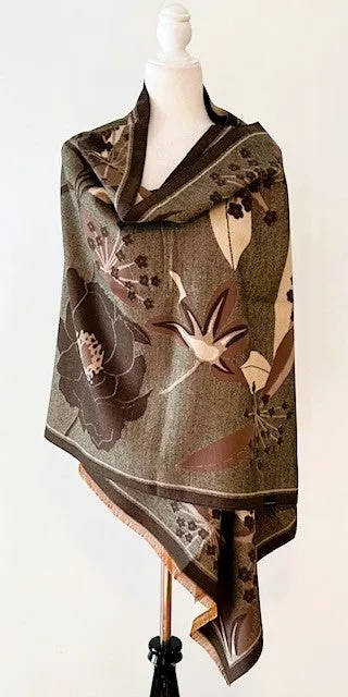 Brown and Gray Mane Reversible Wrap – Artisan Shawl