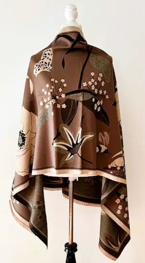 Brown and Gray Mane Reversible Wrap – Artisan Shawl
