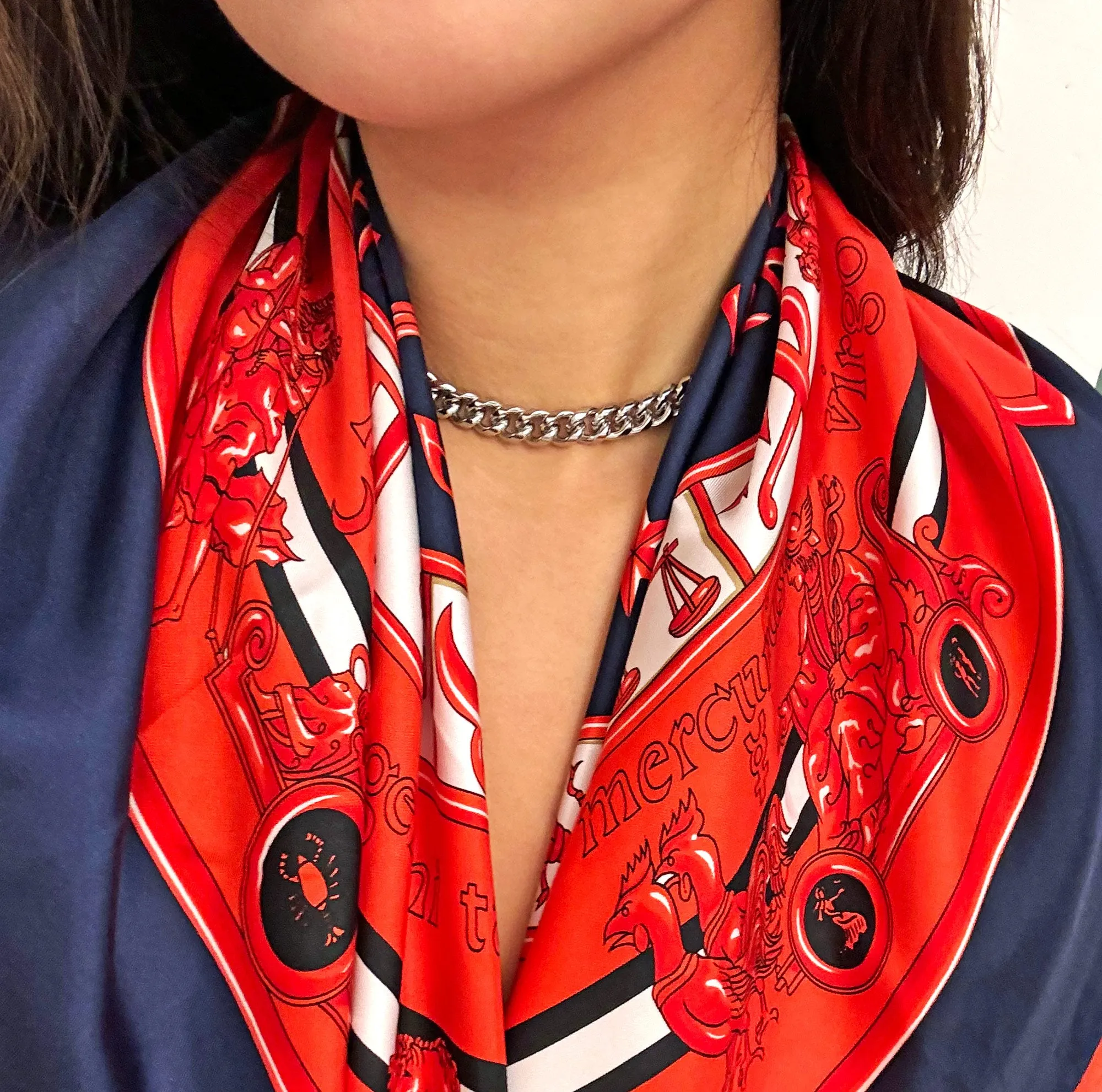 CELESTIAL SILK SCARF X CHAIN  BUNDLE - RED