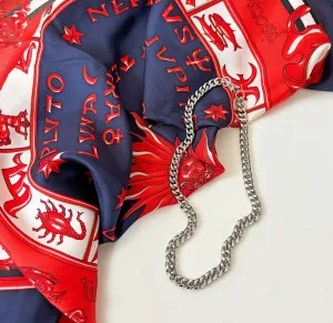 CELESTIAL SILK SCARF X CHAIN  BUNDLE - RED