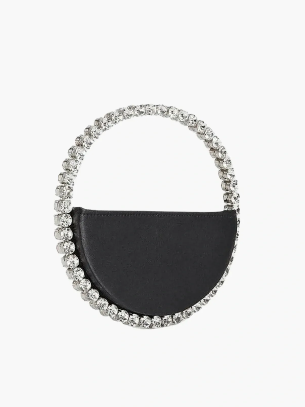 Crystal Handle Half-Moon Evening Bag