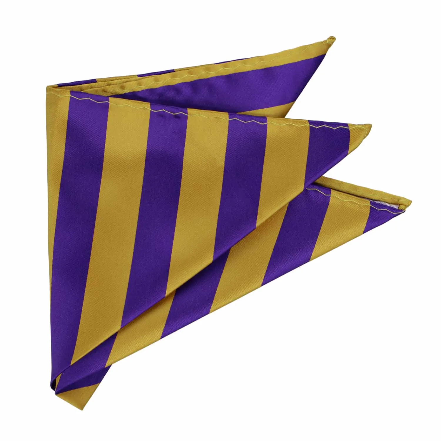 Dark Purple and Gold Striped Pocket Square