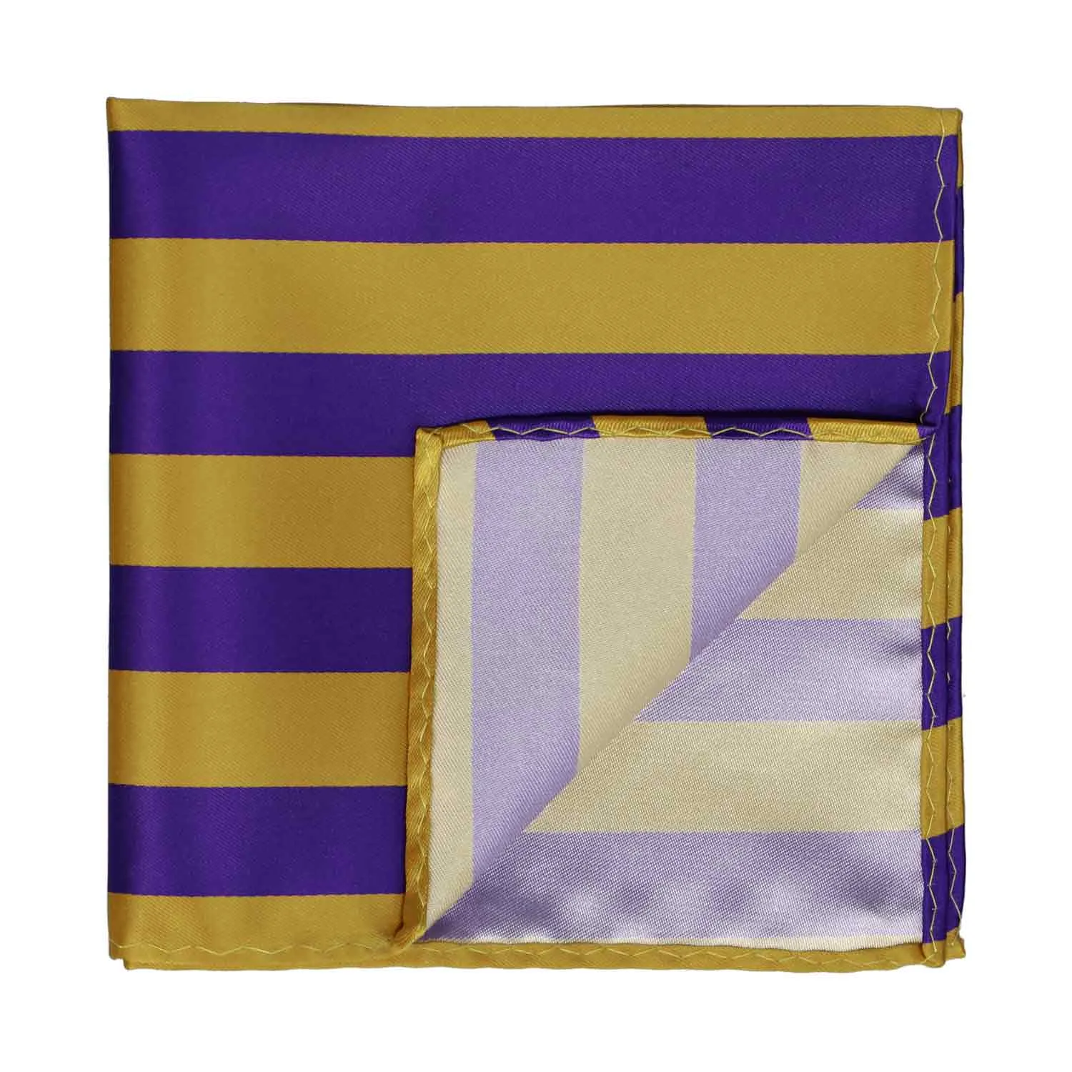 Dark Purple and Gold Striped Pocket Square