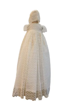 Due Firme - Baby Girl White Guipure Lace Baptism Gown