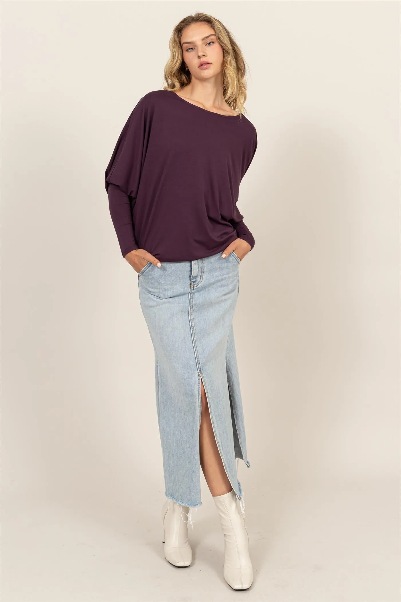 DZ24E412-DOLMAN LONG SLEEVE TOP