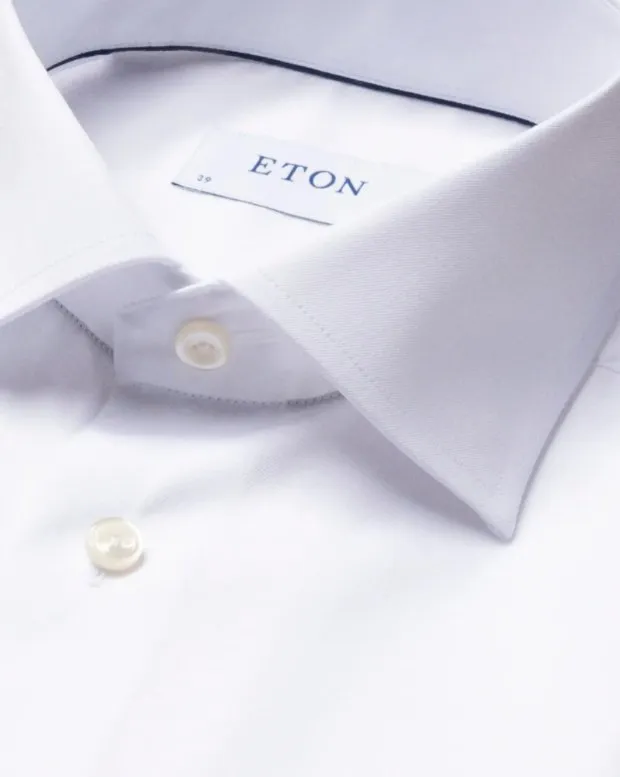 ETON PLAIN SIGNATURE TWILL SHIRT WHITE