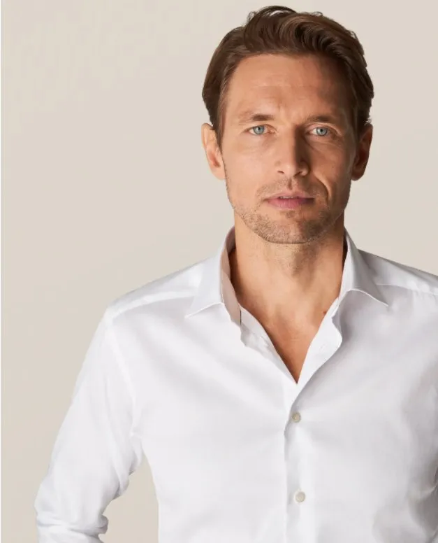 ETON PLAIN SIGNATURE TWILL SHIRT WHITE
