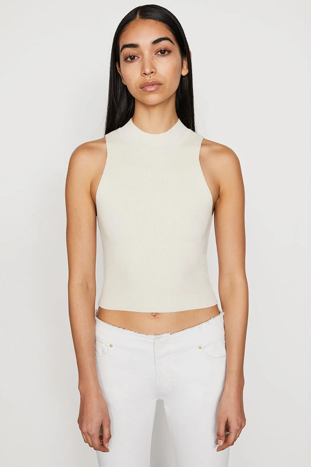 FRAME - Rib Mock Sweater Off White