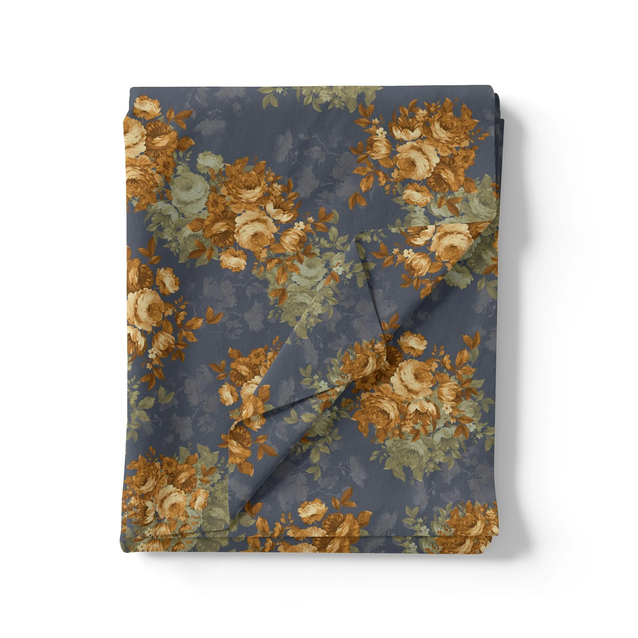 Golden Roses With Bright Gray Digital Printed Fabric