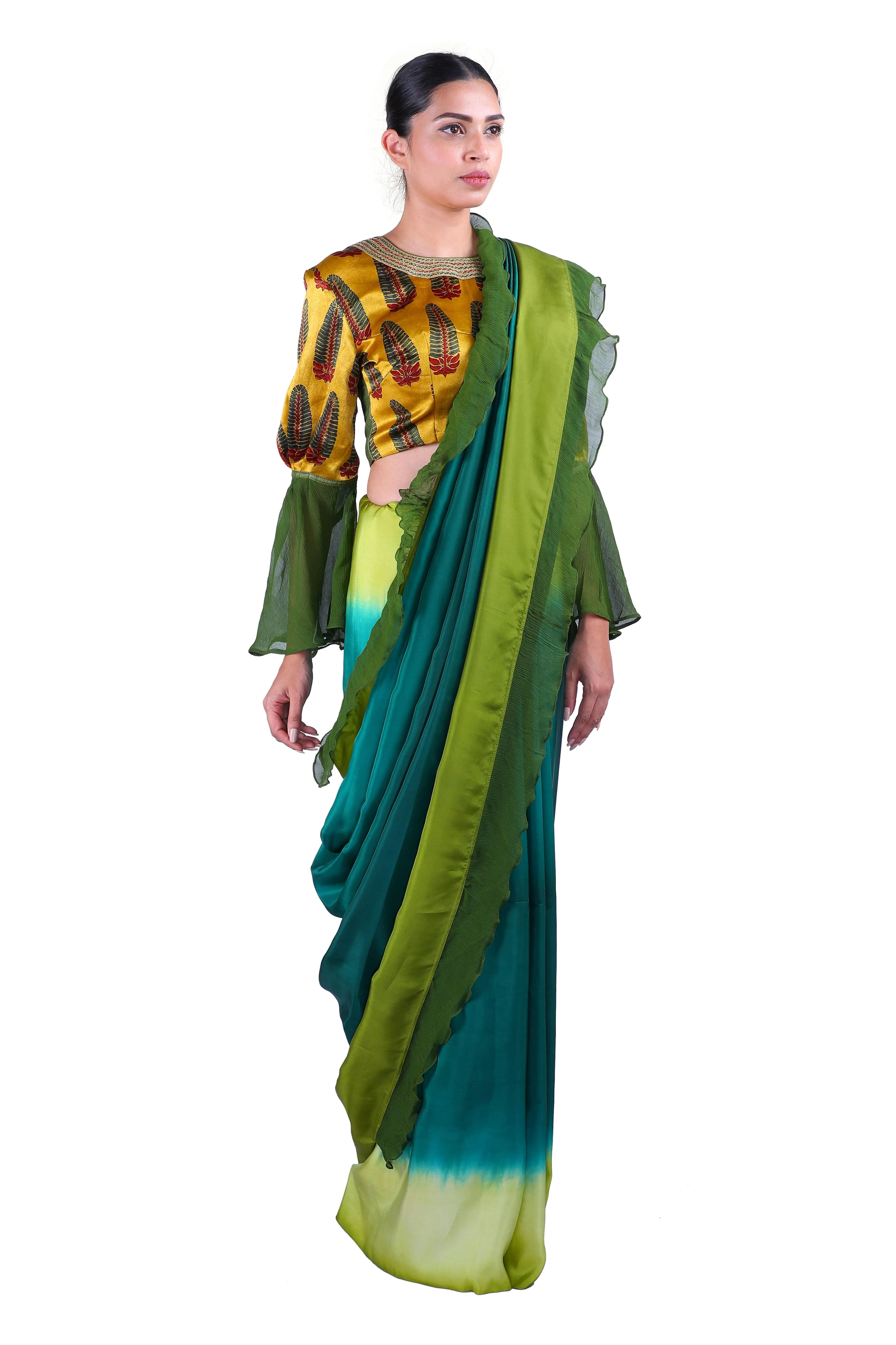 Green silk Saree