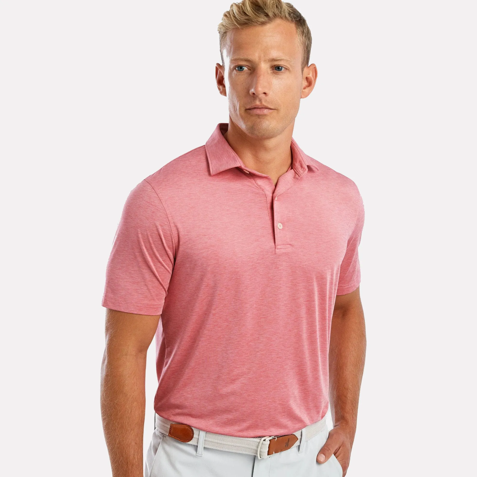 Huron Prep-Formance Lightweight 3 Button Polo / Pink Sands