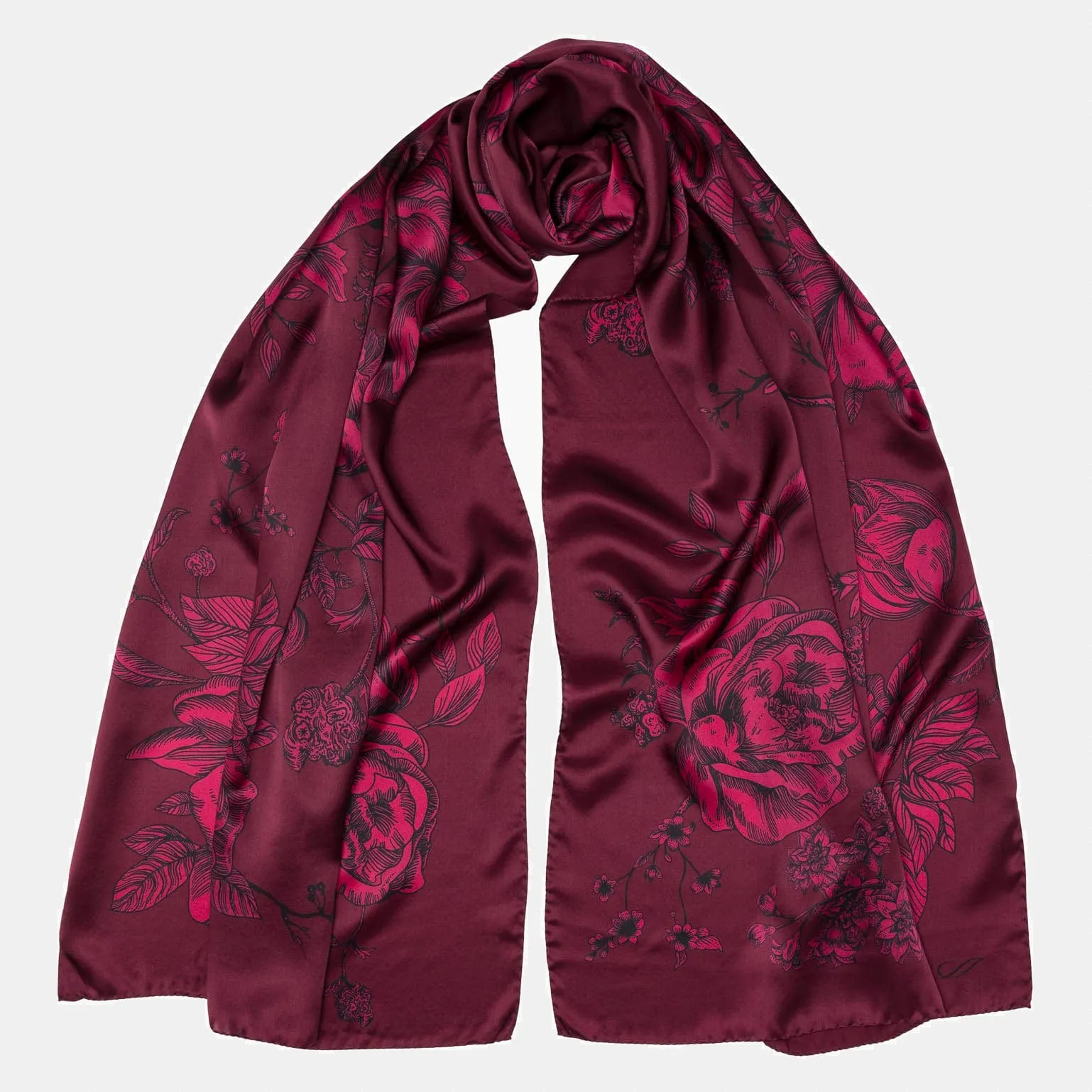 Isabella - Silk Scarf/Shawl - Garnet Red