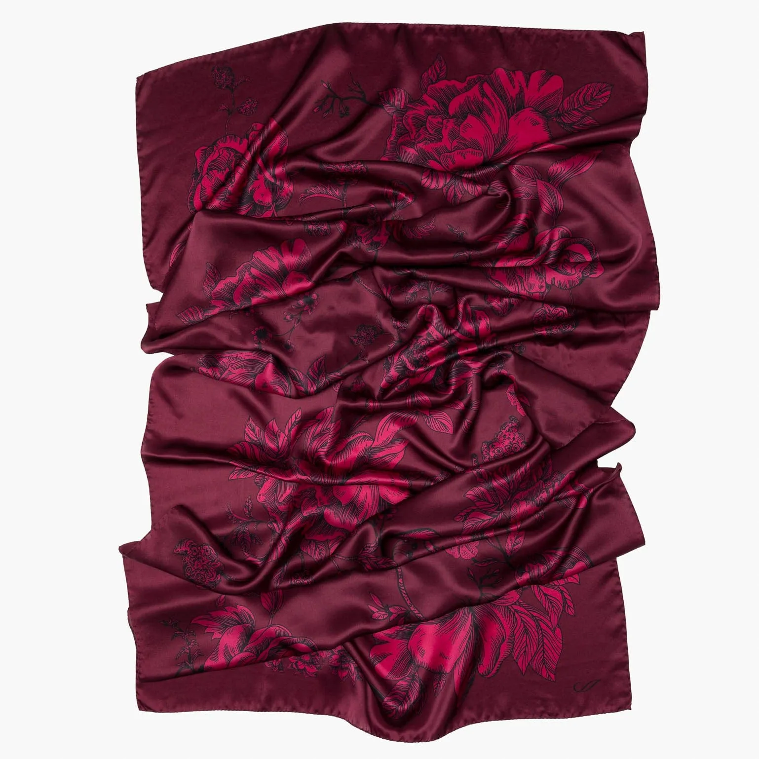Isabella - Silk Scarf/Shawl - Garnet Red