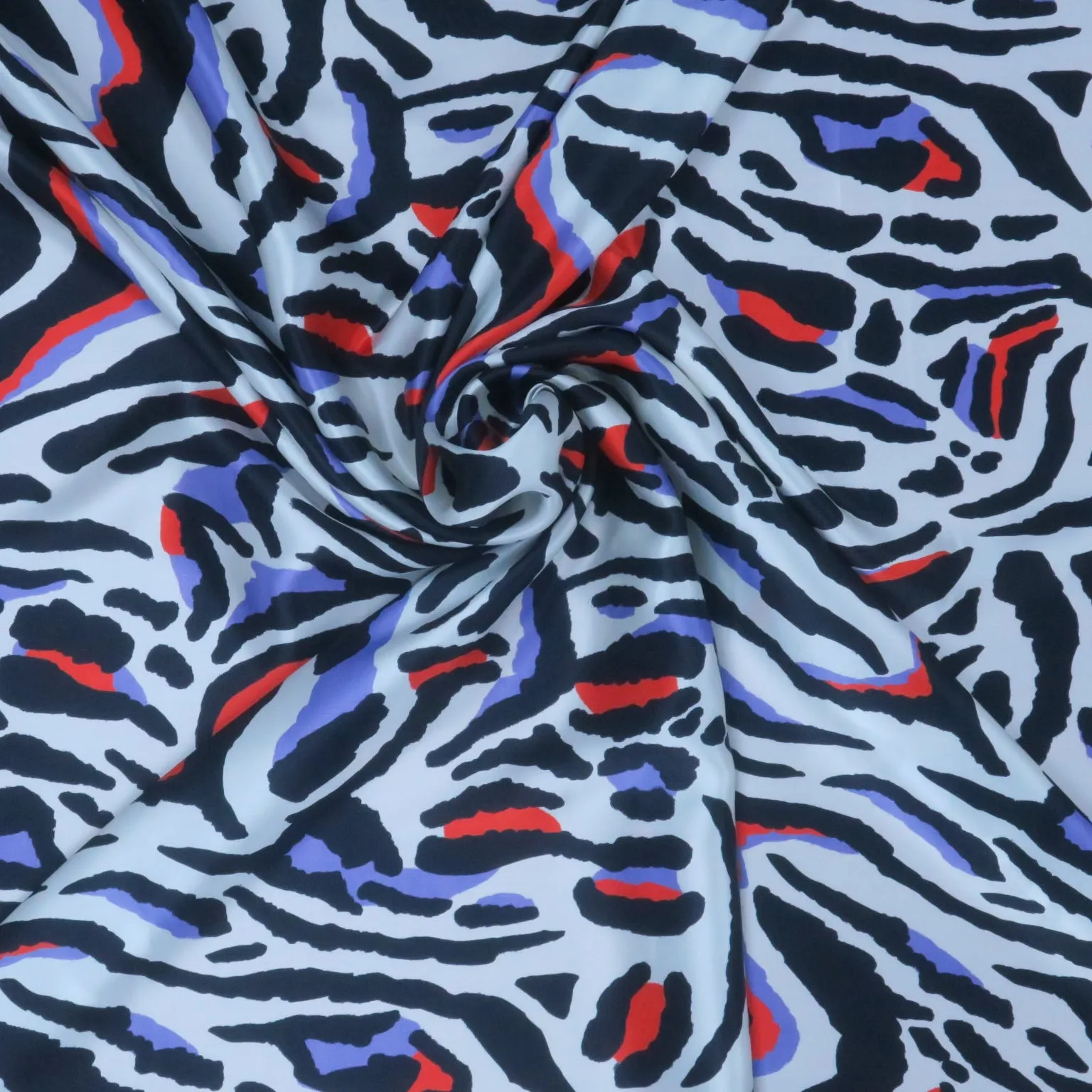 Ivory with Purple and Red Hints Zebra Animal Print Silk Charmeuse Fabric