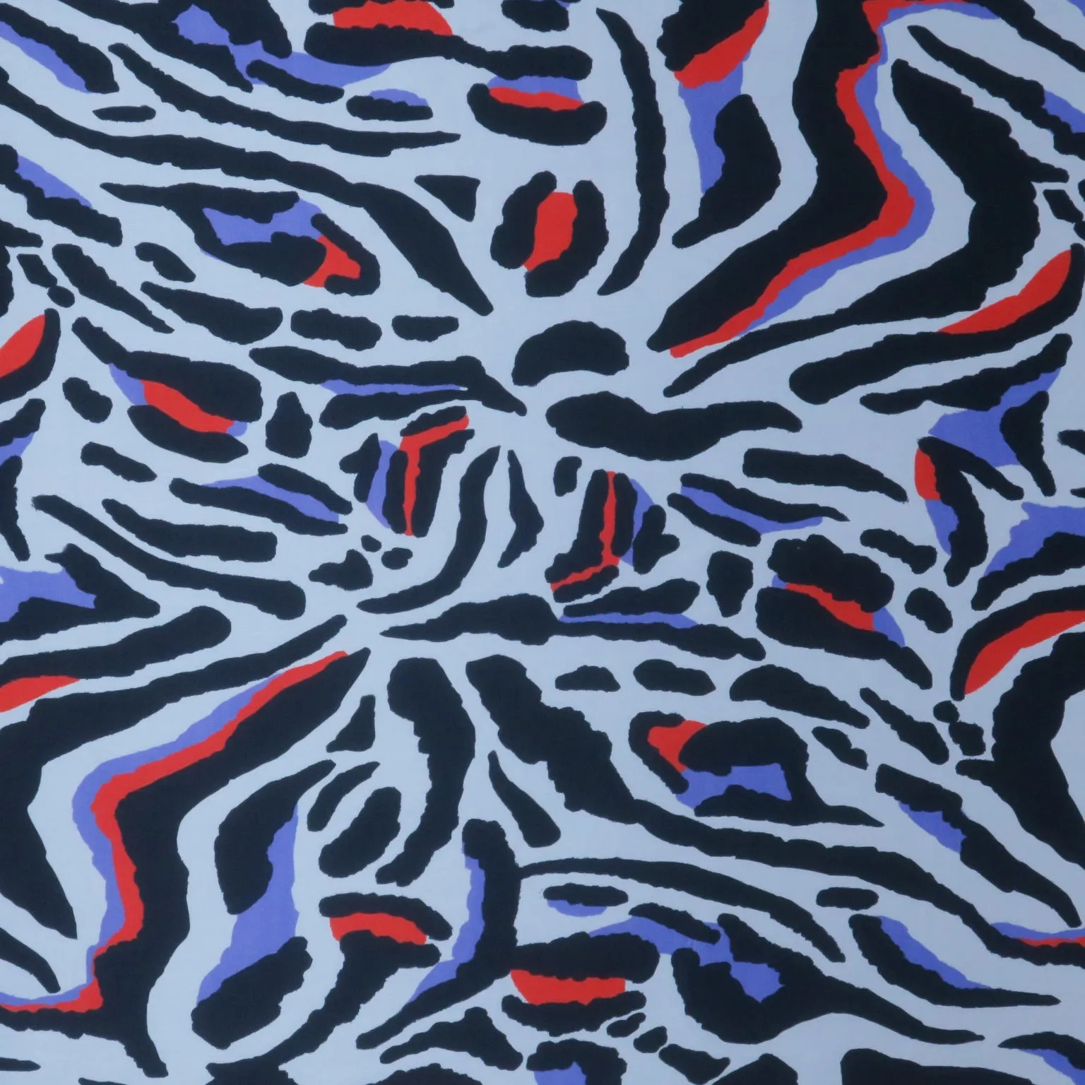 Ivory with Purple and Red Hints Zebra Animal Print Silk Charmeuse Fabric