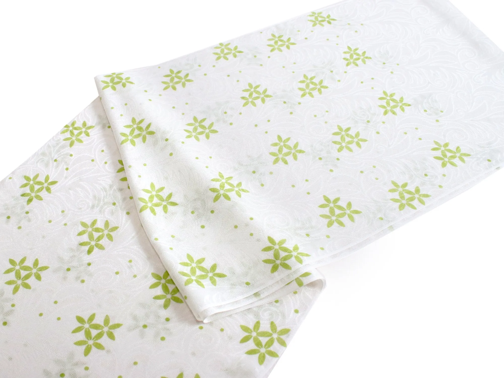 Japanese Kimono Silk Obiage&Obijime 2 Item Set - Off-white Flowers