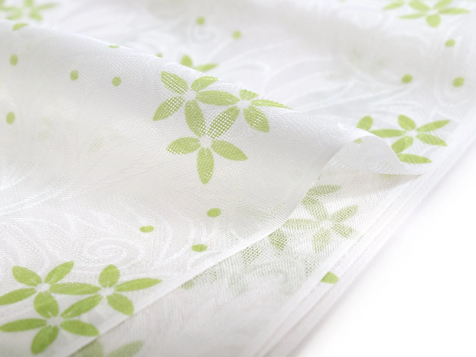 Japanese Kimono Silk Obiage&Obijime 2 Item Set - Off-white Flowers