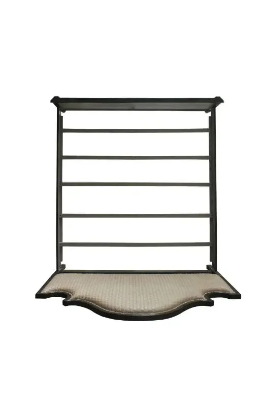 Kenna Queen Bed, Two Tone Beige Fabric, Charcoal & Light Gray Finish