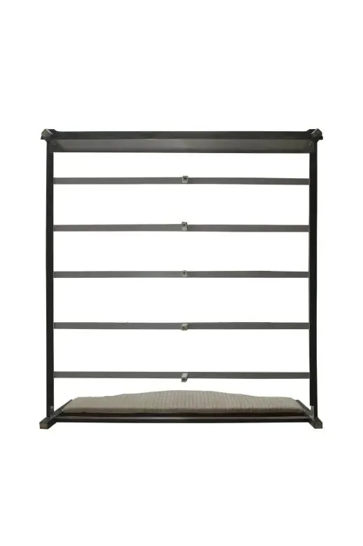 Kenna Queen Bed, Two Tone Beige Fabric, Charcoal & Light Gray Finish