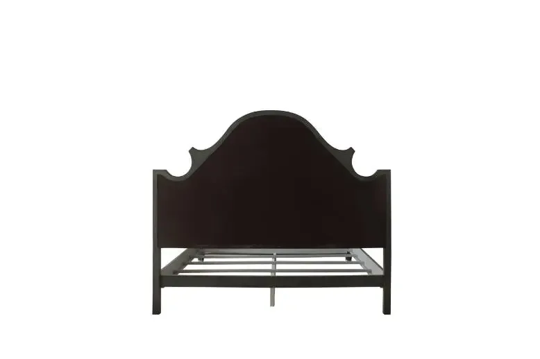 Kenna Queen Bed, Two Tone Beige Fabric, Charcoal & Light Gray Finish