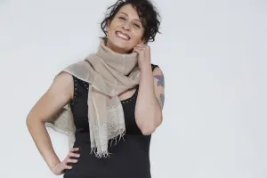 Laguna by SOSH - Handwoven Cotton & Silk Scarf, Color Beige