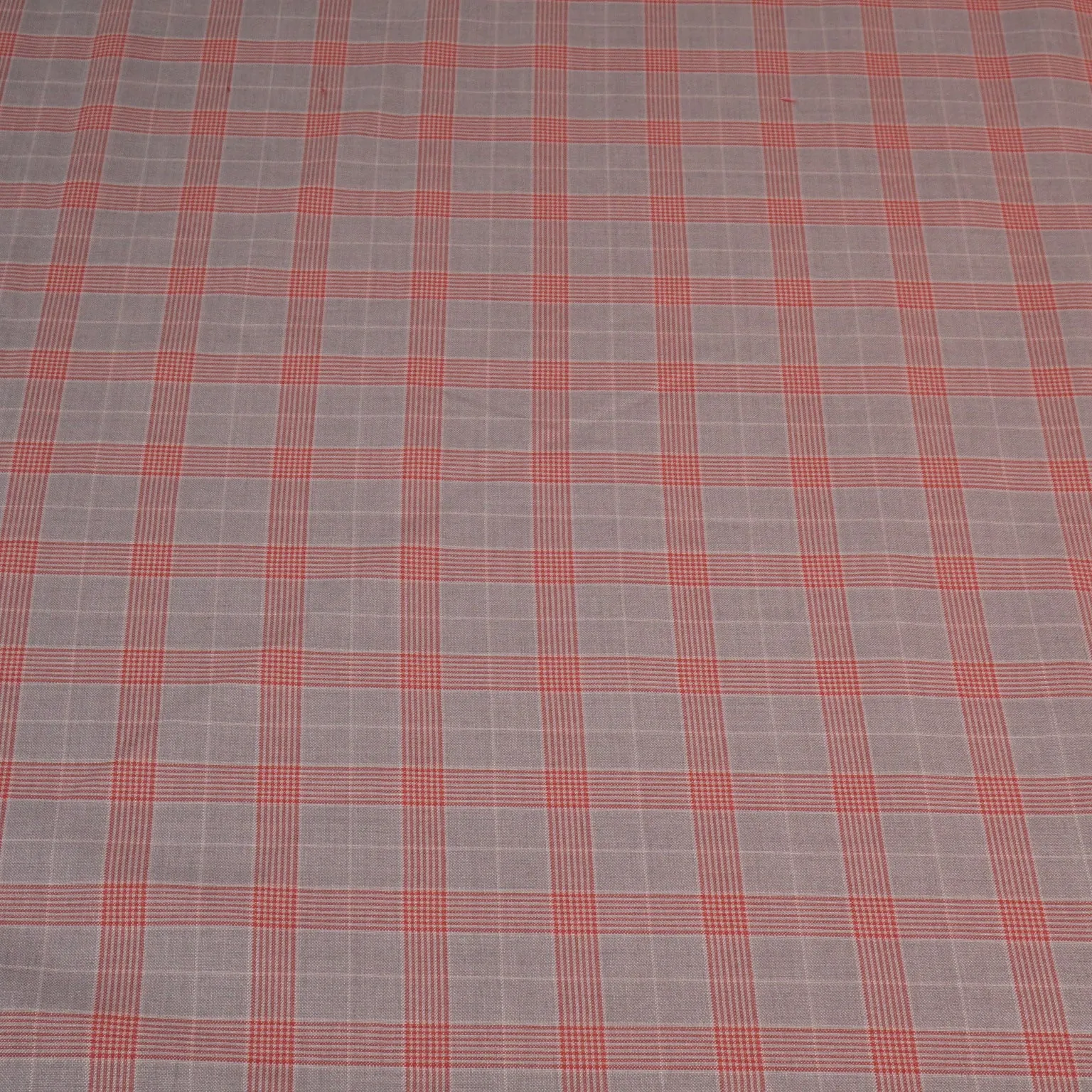 Light gray with Orange Tartan Wool and Silk Dorsilk Jacketing Dormeuil Fabric