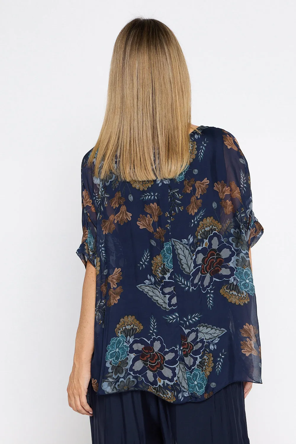 Lisette Silk Top - Blue Print