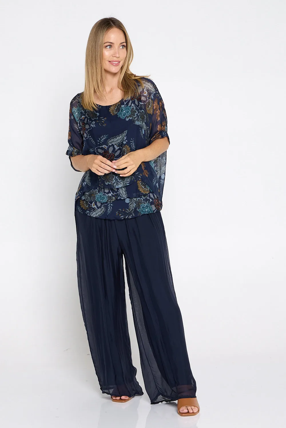 Lisette Silk Top - Blue Print