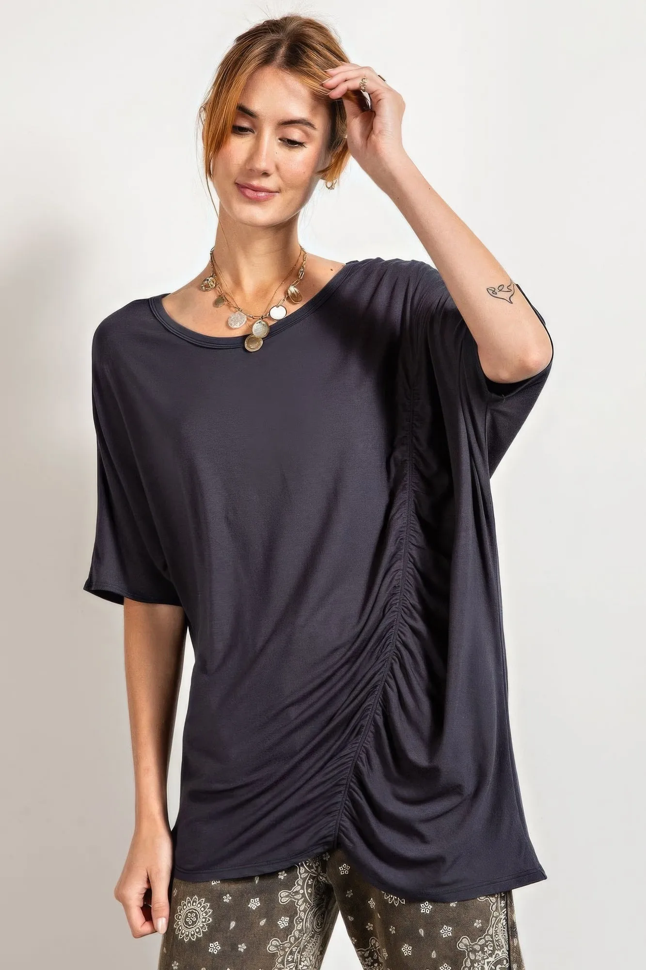 Loose Fit And Ruched Detail Top