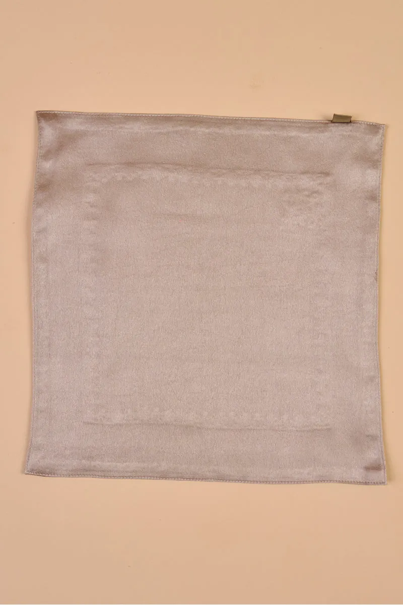 Medium Grey Embroidered Satin Pocket Square